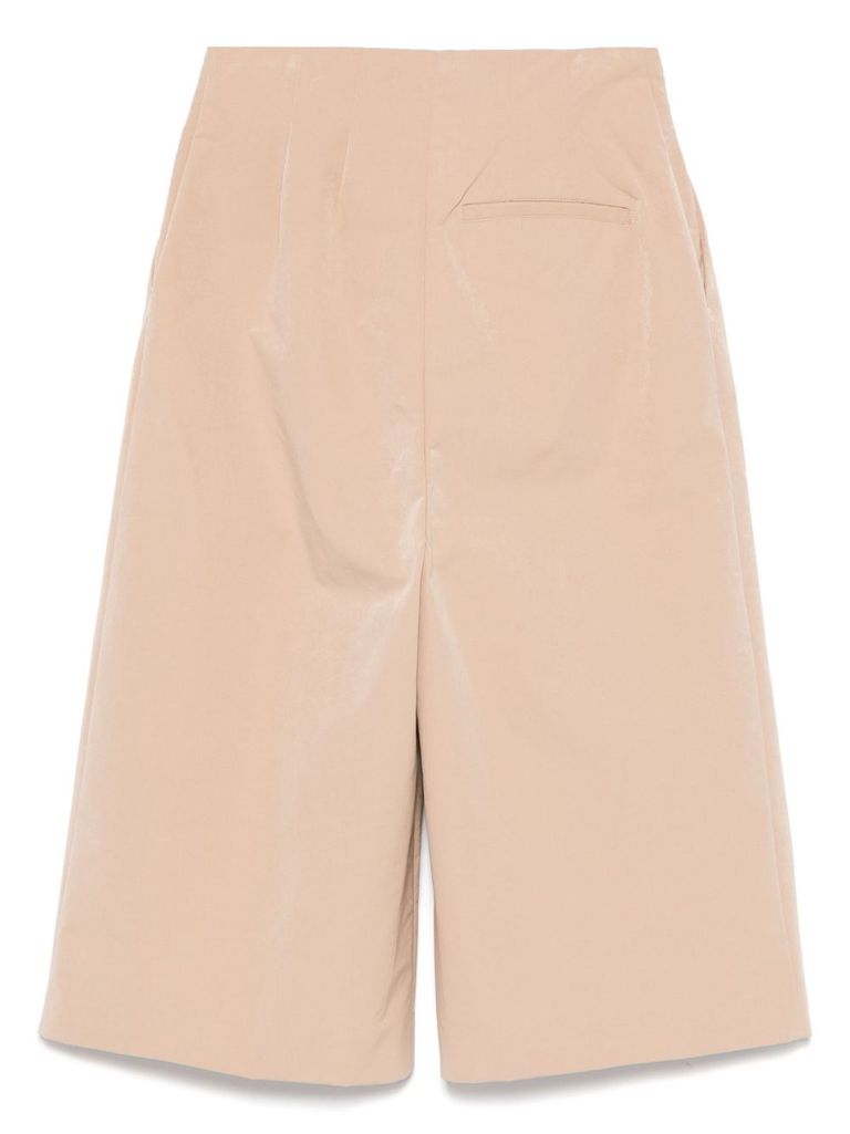 Shop Philosophy Di Lorenzo Serafini Beige Cotton Blend Shorts With Pleats