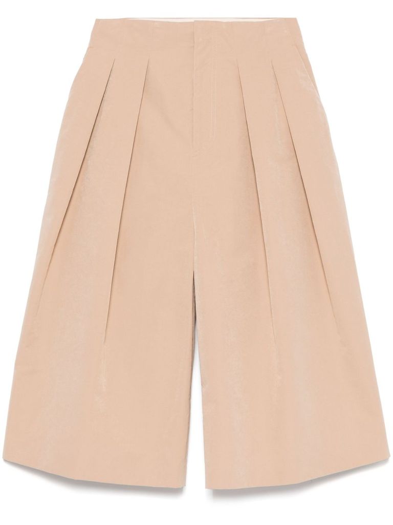 Shop Philosophy Di Lorenzo Serafini Beige Cotton Blend Shorts With Pleats