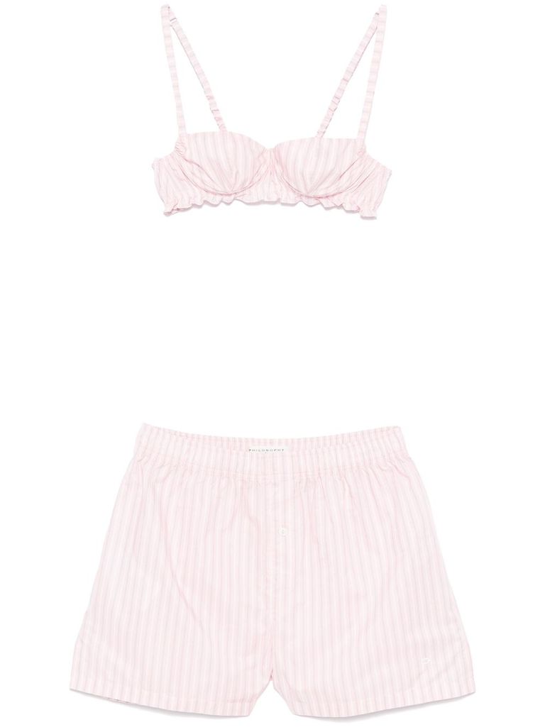 Philosophy Di Lorenzo Serafini Striped Shorts Set In Pink