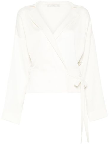 PHILOSOPHY DI LORENZO SERAFINI - White satin wrap blouse