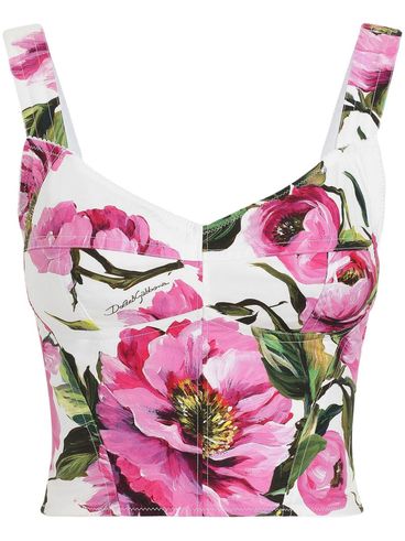 DOLCE & GABBANA - White top with a pink floral print