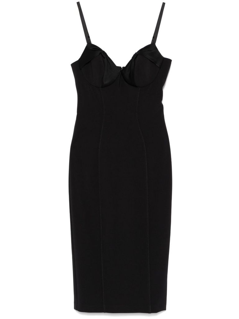 Elisabetta Franchi Black Midi Pencil Dress With A Back Slit In Black