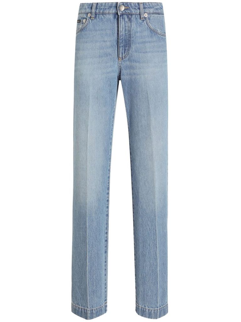 Dolce & Gabbana Straight-leg Blue Jeans With A Distressed Effect In Blue