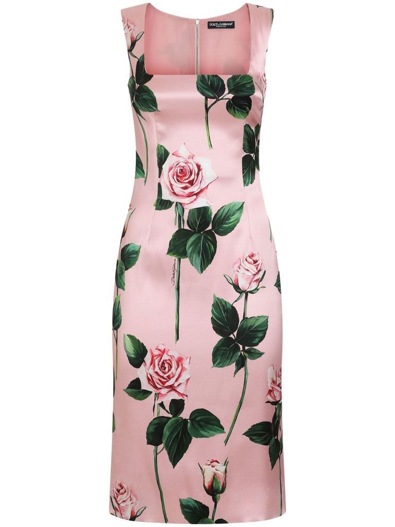 Shop Dolce & Gabbana Blush Pink Dress With Floral Print