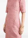 dolce & gabbana - Short fitted pink dress with floral embroidery - 2