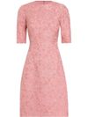 dolce & gabbana - Short fitted pink dress with floral embroidery