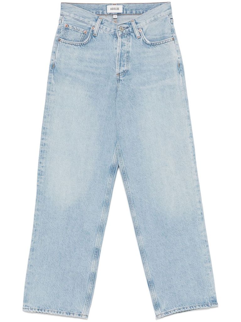 Shop Agolde V-waist Baggy Denim Jeans In Blue