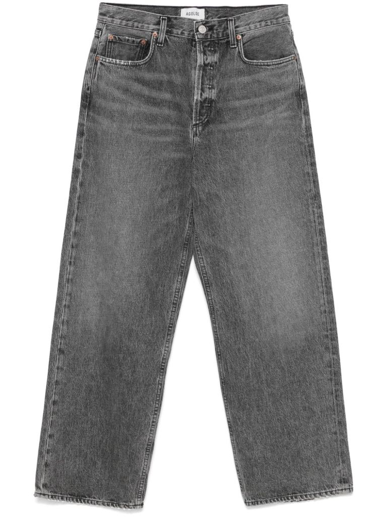 Agolde Grey Jeans With Low Waist And Wide Leg In Denim Woman In Grey