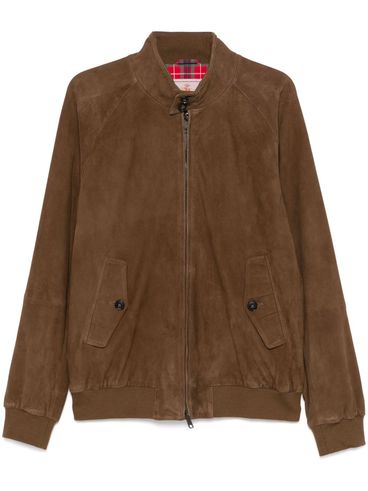 BARACUTA - Brown suede bomber with zip