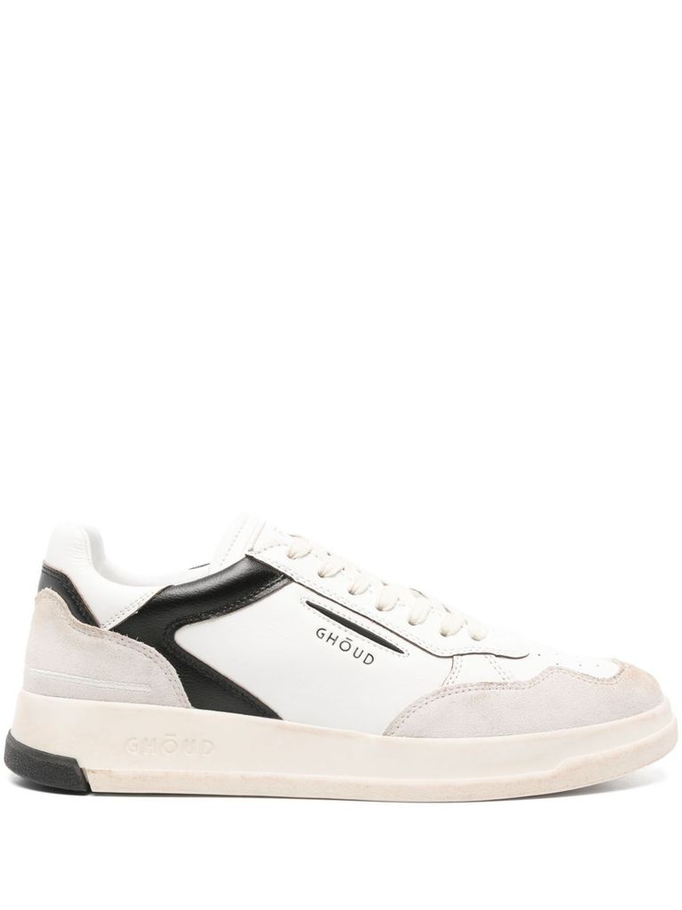 Ghoud Black Sneakers With Calfskin And Suede Accents In White