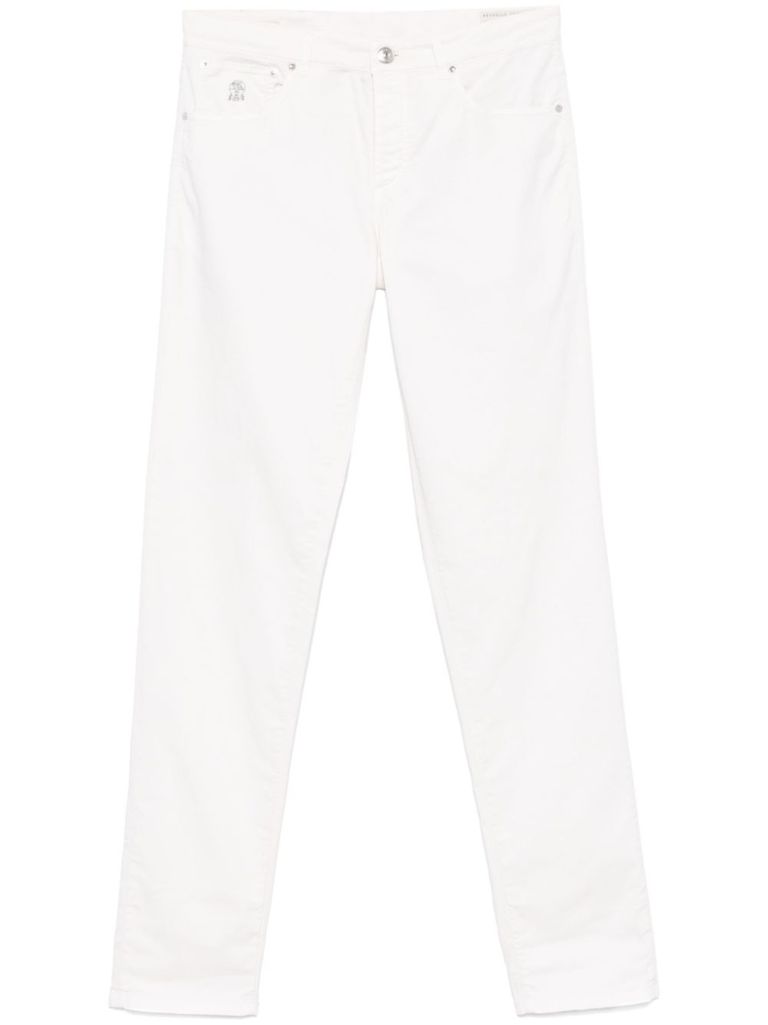 Brunello Cucinelli Straight-cut Trousers With Multiple Pockets In White