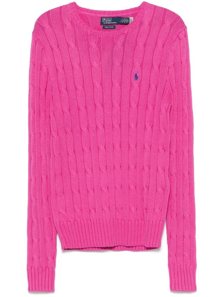 Polo Ralph Lauren Polo Pony Motif Cable Knit Jumper In Pink
