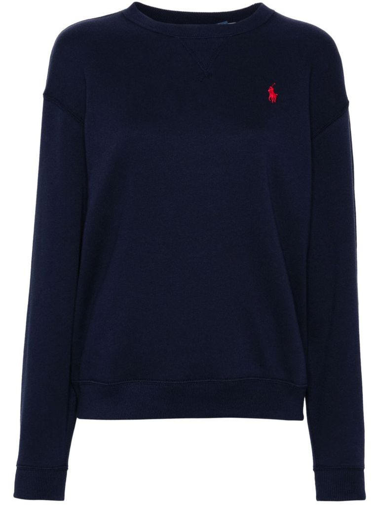 Shop Polo Ralph Lauren Polo Pony Embroidered Logo Sweatshirt In Blue