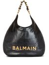 balmain - Large black calf leather bag with gold logo