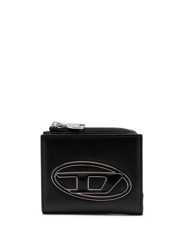 DIESEL - Small black wallet with logo plaque