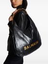 balmain - Large black calf leather bag with gold logo - 2