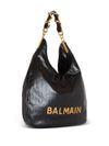 balmain - Large black calf leather bag with gold logo - 4