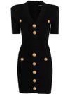 balmain - Short black fitted dress with buttons