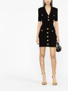 balmain - Short black fitted dress with buttons - 2