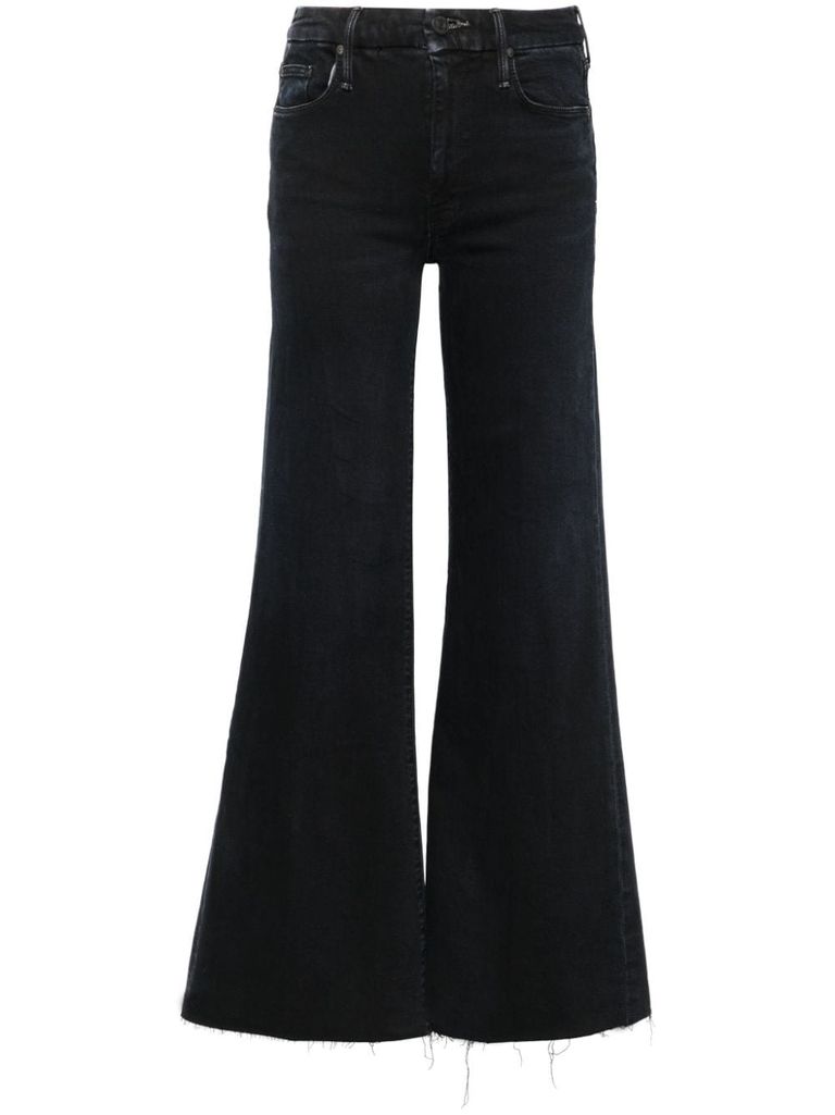 Mother Flared The Roller Fray Jeans In Black