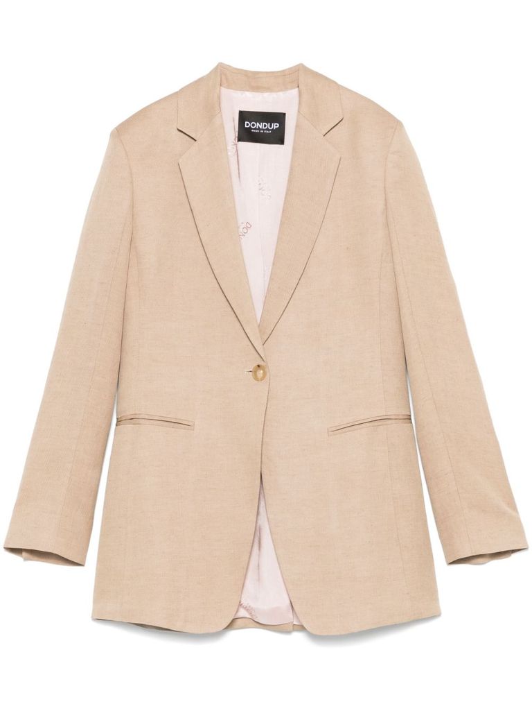 Shop Dondup Beige Single-breasted Linen Blazer