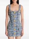 balmain - Short denim dress with buttons - 3