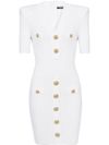 balmain - Short white fitted dress with buttons