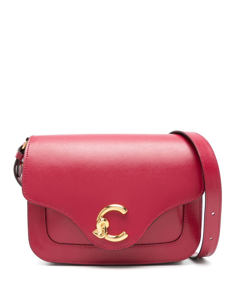 Shop Coccinelle Red Leather Crossbody Bag With Logo