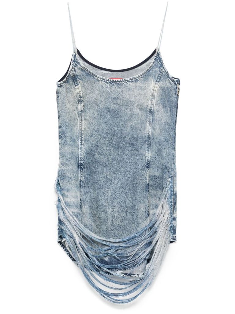 Shop Diesel Short Denim Dress In Blue