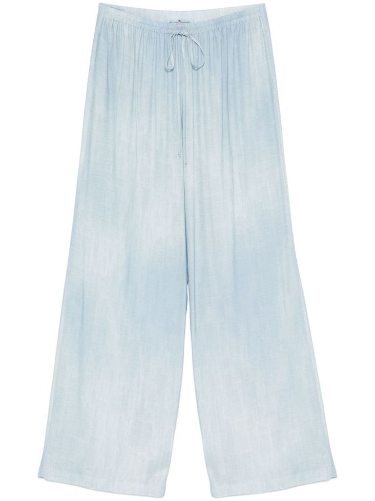Shop Ermanno Scervino Wide Light Blue Denim Print Trousers