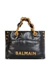 balmain - Black leather shopping bag with gold details