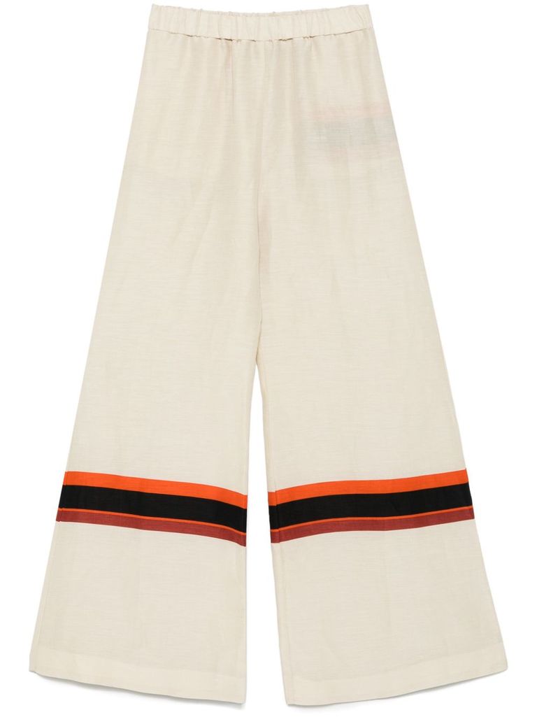 Shop Raquel Diniz Sofia Palazzo Pants In Ivory Linen In Beige