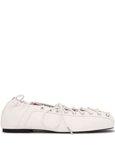 GANNI - White leather lace-up ballerinas