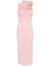 magda butrym - Pink silk midi dress with rose detail