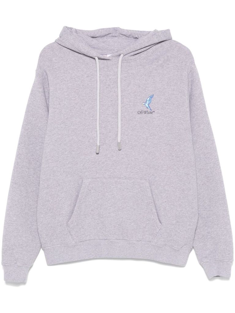 Off-white Grey Cotton Hoodie With Back Print In Grey