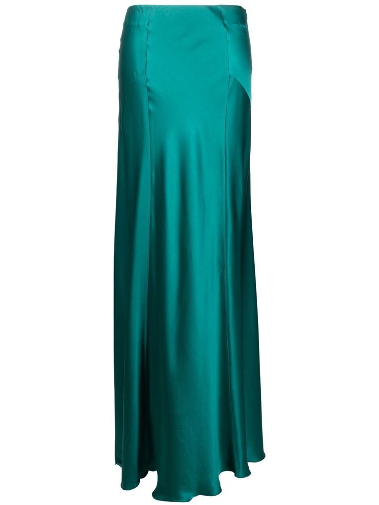 Alberta Ferretti High Waist Maxi Skirtin In Green Silk In Green