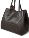 brunello cucinelli - Calf leather shopper bag in dark brown - 1