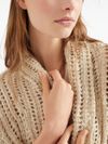 brunello cucinelli - Silk short sleeve cardigan Dazzling in beige - 1