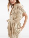 brunello cucinelli - Silk short sleeve cardigan Dazzling in beige - 2