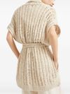 brunello cucinelli - Silk short sleeve cardigan Dazzling in beige - 3