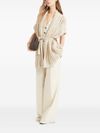 brunello cucinelli - Silk short sleeve cardigan Dazzling in beige - 4