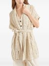 brunello cucinelli - Silk short sleeve cardigan Dazzling in beige - 5