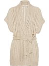 brunello cucinelli - Silk short sleeve cardigan Dazzling in beige