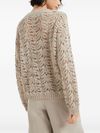 brunello cucinelli - Long sleeve linen sweater in light beige - 1