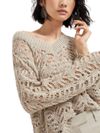 brunello cucinelli - Long sleeve linen sweater in light beige - 5