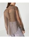 brunello cucinelli - Silk semi-sheer long sleeves shirt in brown - 1