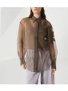 brunello cucinelli - Silk semi-sheer long sleeves shirt in brown - 3