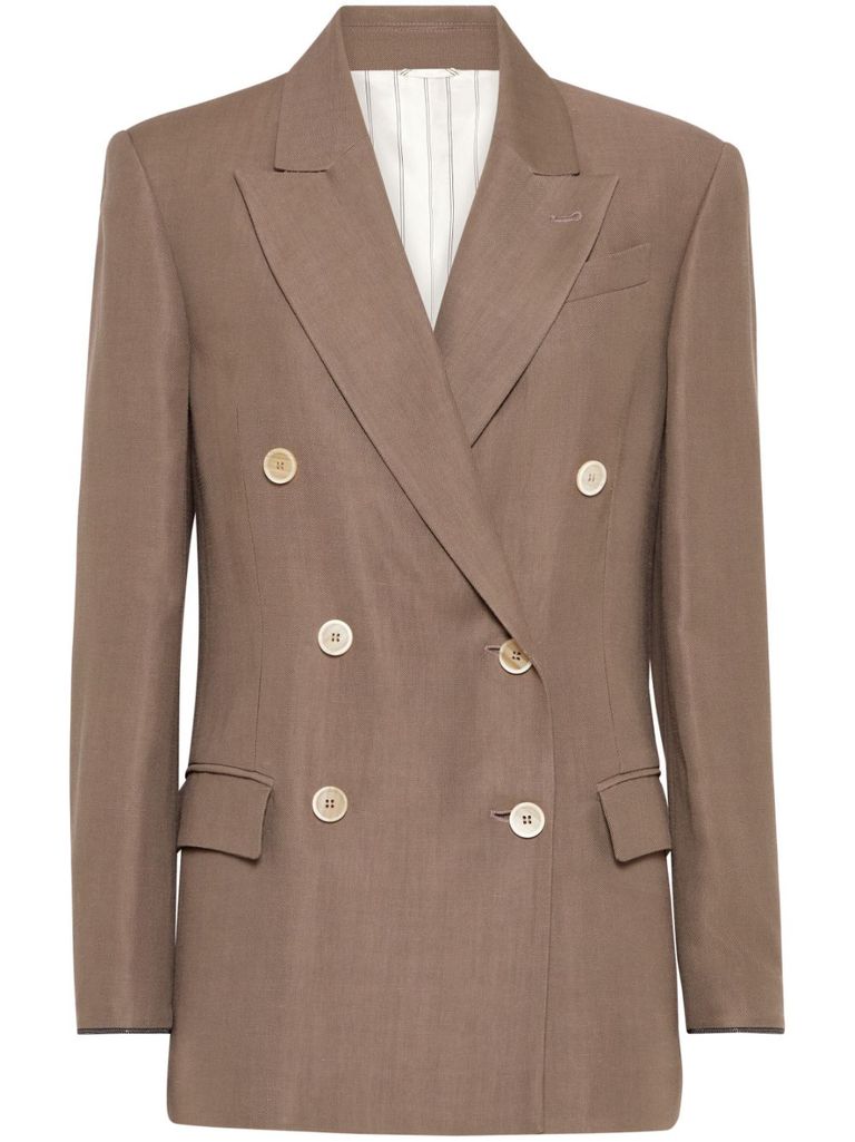 Shop Brunello Cucinelli Double-breated Blazer In Brown