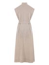 brunello cucinelli - Linen chemisier short sleeves long dress in beige - 1