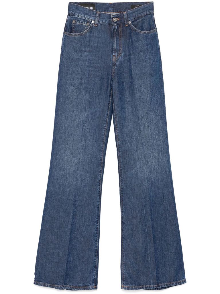 Dondup Amber Wide Flared Jeans In Blue